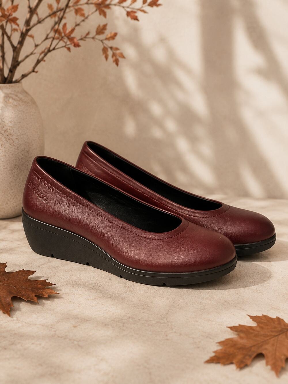 FLY LONDON Burgundy Leather Platform Wedge Flats Size 39 / US 8–8.5